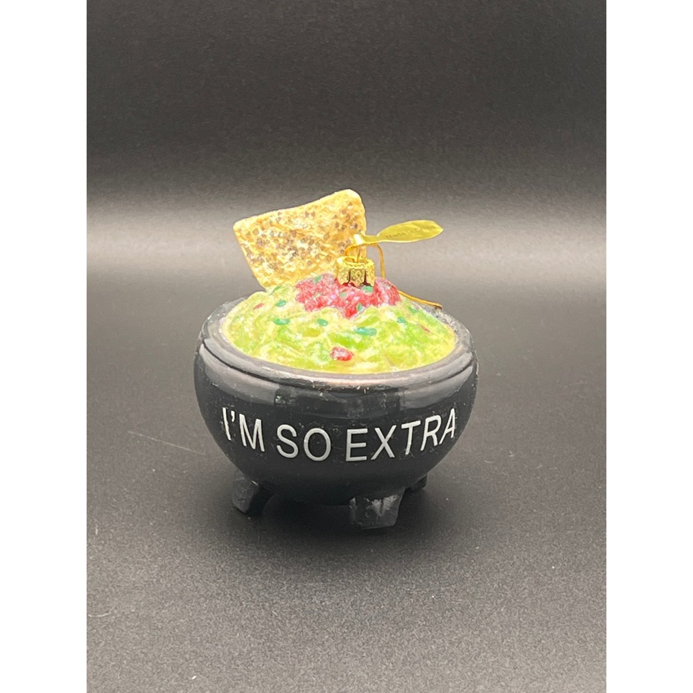 Cody Foster I'm So Extra Guacamole Molcajete Glass Christmas Ornament New in Box